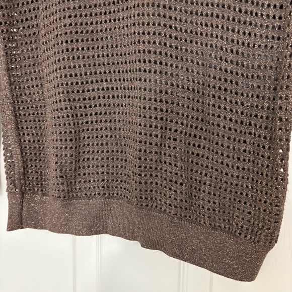 Express Brown Shimmer Open Knit Sweater Size Small - Picture 4 of 6